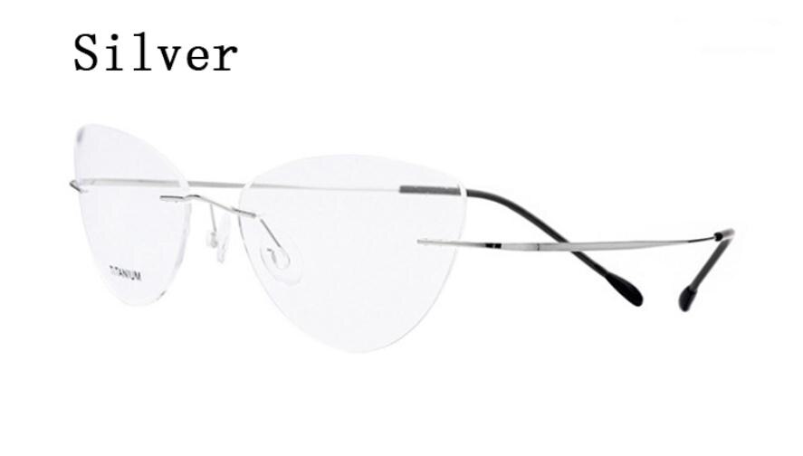 Kantløse brilleramme kvinder titanium ultralette briller receptfrie rammeløse katteøje ingen skrue briller nærsynethed rammer  l3: 3