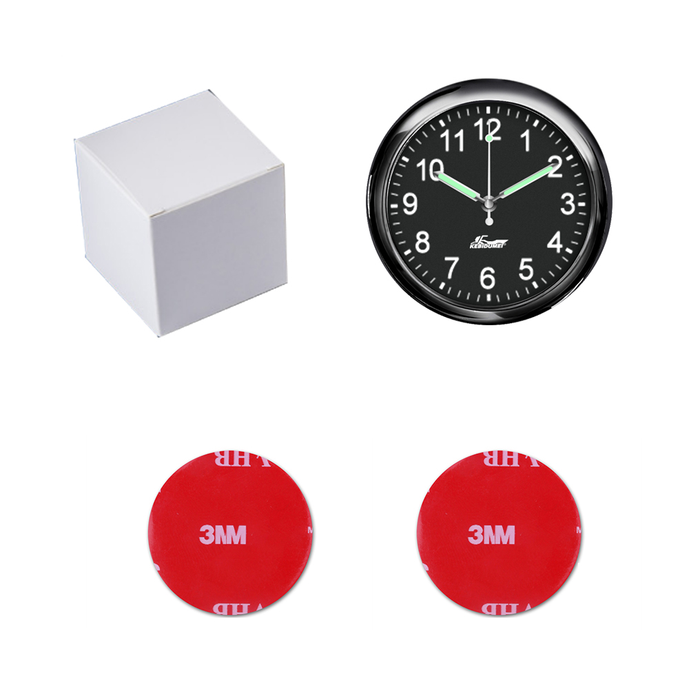 Horloge de voiture lumineuse pour Automobiles, montre numérique interne à coller, mécanique, horloges à Quartz 40mm 43mm, ornement automobile, accessoires de voiture: Black