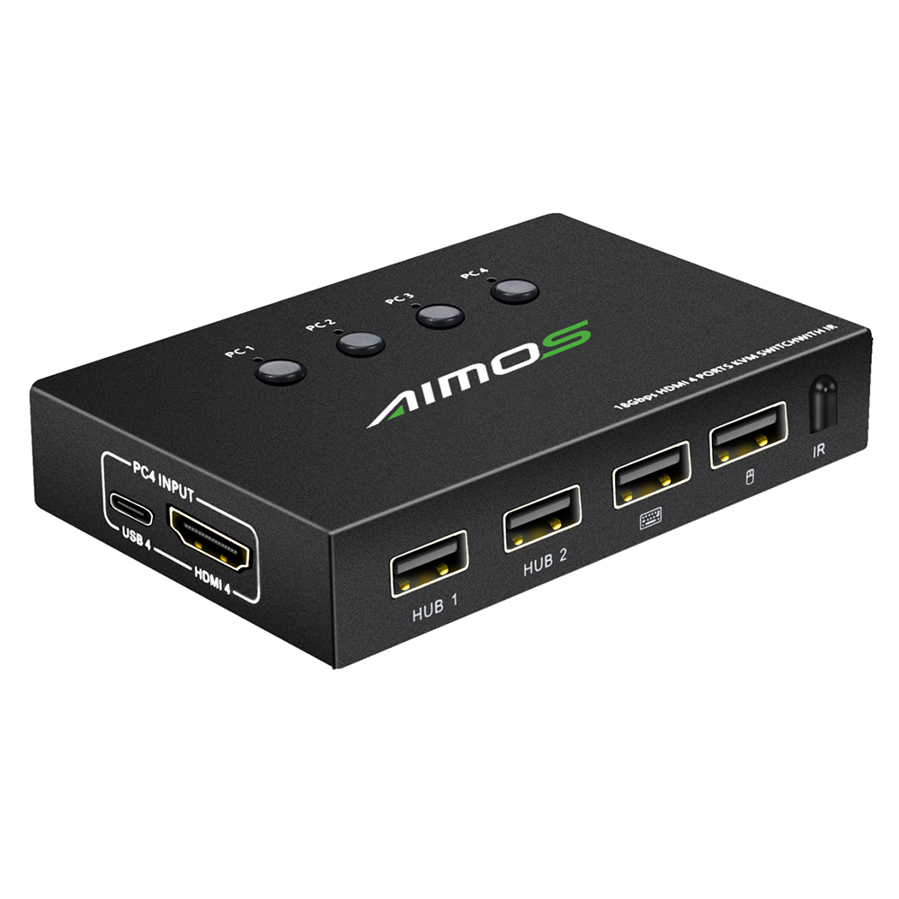 AIMOS 4K @ 60Hz Schalter 4 Hafen USB Umschalter Wähler 4 in 1 aus Umschalter mit Fernbedienung synchronisieren Ausgang Audio- &Ampere; Video