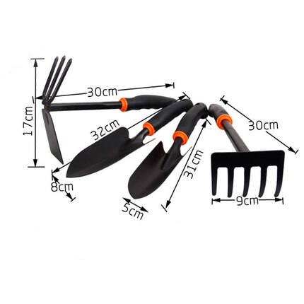 Spade Shovel Harrow Set Gardening Tools Potted Plants Maintenance Suit With Wooden Handle Garden Tool.: Army Green