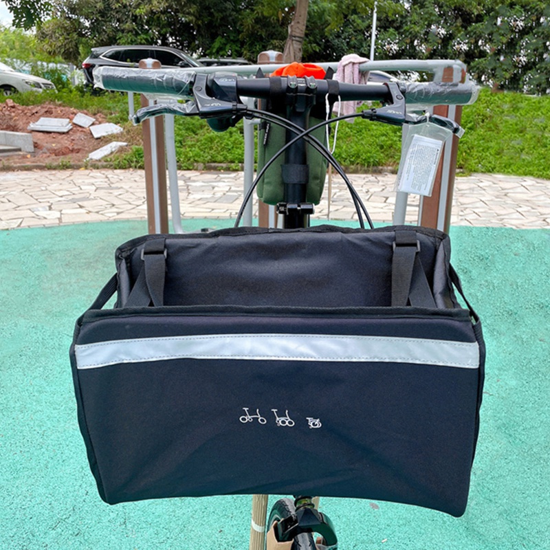 A57T per Brompton/Birdy Borsa anteriore per bici pieghevole Borsa per cestino Testa per bicicletta Cestino per verzura Accessori per biciclette