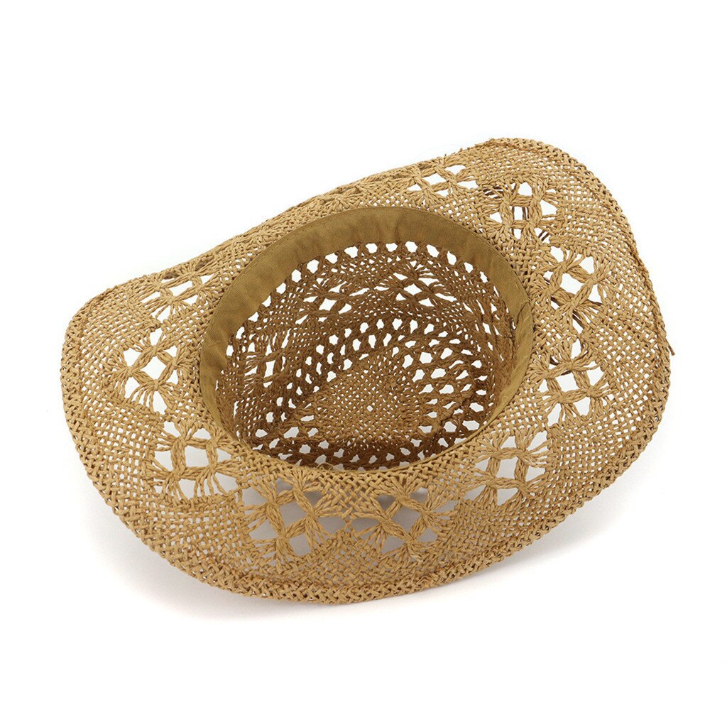 Straw Western Cowboy Hat Hand Made Beach Sunhats Party Sun For Man Woman Curling Brim Cap Sun Protection Unisex Hats