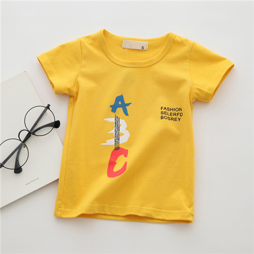 Cartoon Auto Baby Jongens T-Shirts Zomer Baby Korte Mouw Tops Mode Baby Boy Kleding Kinder T-shirts voor Jongens: YELLOW / 24M