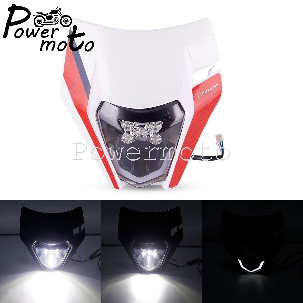 Enduro MX Dirt Bike Hi/Lo Beam Headlamp LED Headlight Mask For EXC EXC-F XC-W 250 300 350 450 500 690 SMC Enduro FREERIDE 250: 056 324 white