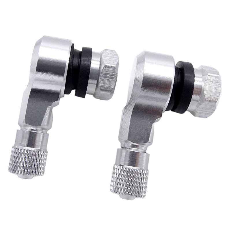 1 para uniwersalny 90 stopni 11.3mm zmodyfikowane motocyklowe nakładki na wentyl Moto ATV skuter opon zawór pnie akcesoria: Srebrny