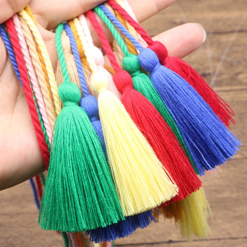 5 piezas de algodón Multicolor dos flecos cinta borlas hogar textil cortina ropa colgante artesanía Material DIY decoración borla