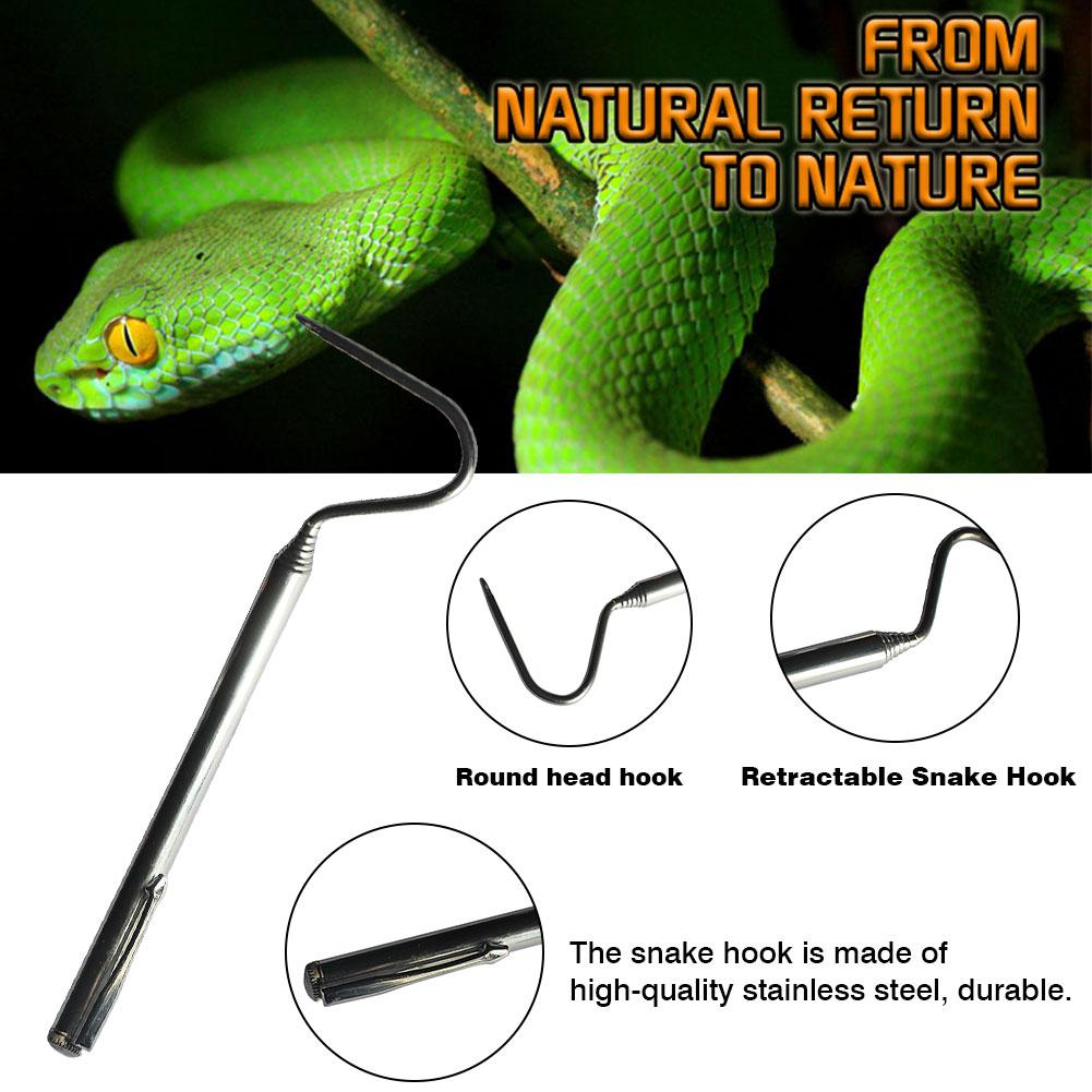 Stainless Steel Retractable Snake Hook Reptile Catcher Stick Snake Grabber Pick-up Handling Tool