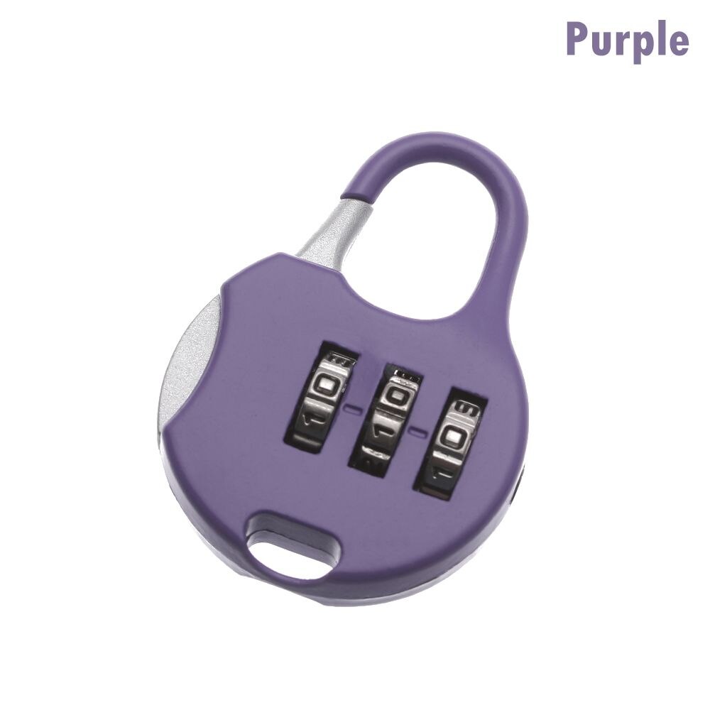 1Pc Mini 3 Dial Digit Number Code Password Lock Combination Code Travel Suitcase Luggage Diary Protector Metal Safe Lock: purple