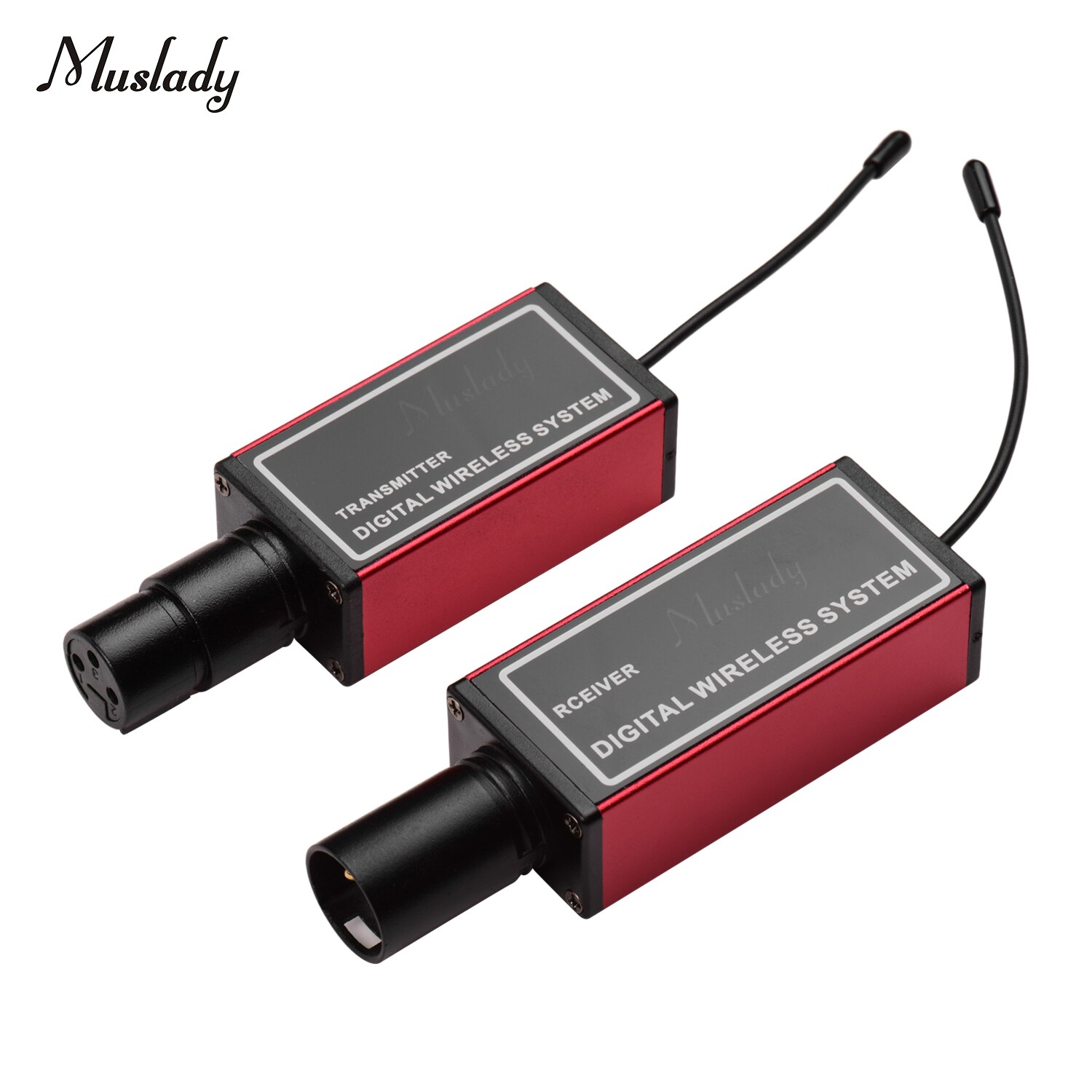 Muslady ur -4 digitalt trådløst mikrofonsystem med xlr transmitter modtager indbygget lithium batteri tilslut: Rød
