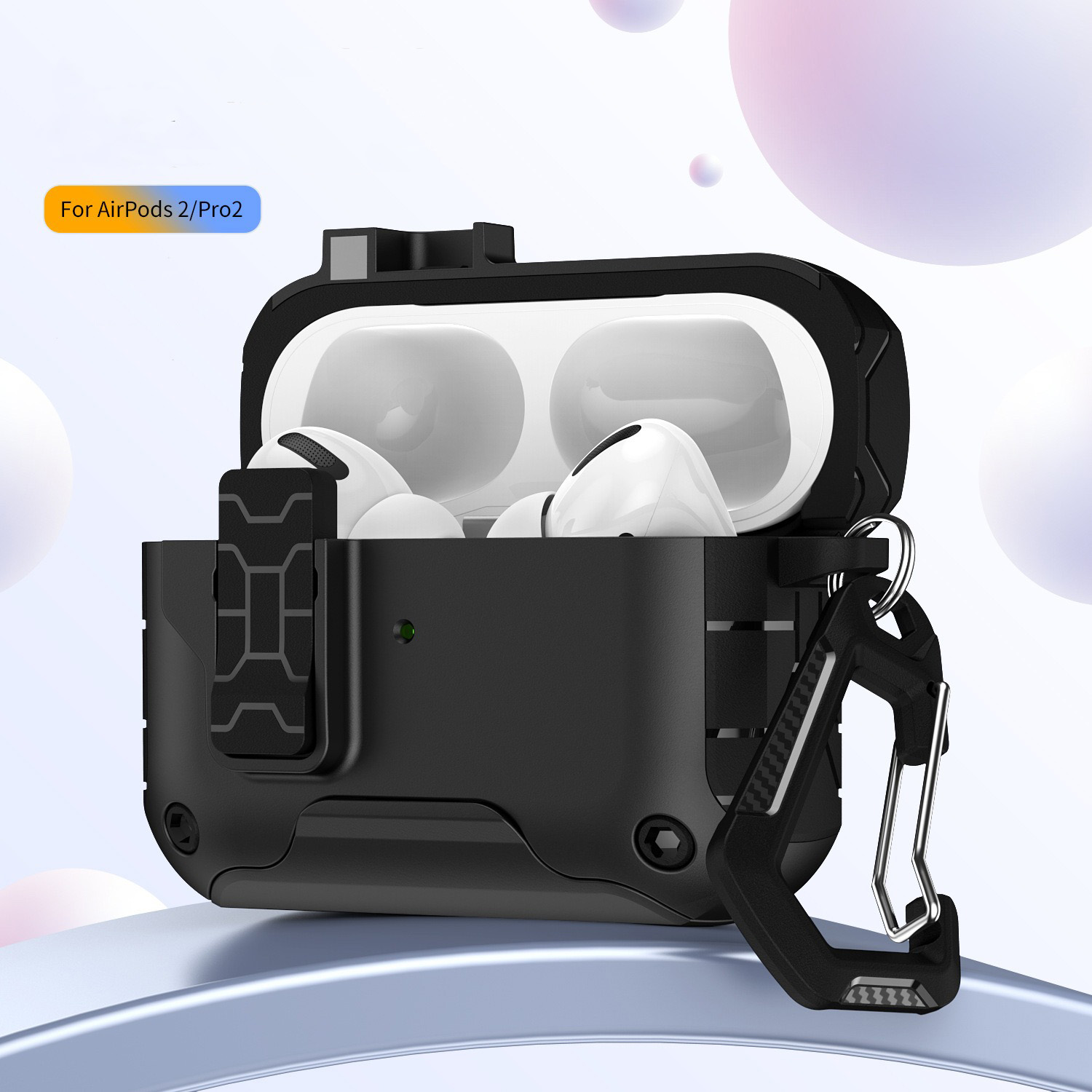 Secure Lock Clip Oortelefoon Case Cover Voor AirPods Pro 2e Generatie Schokbestendig Case Voor AirPods 4 Pro 2 Met Telefoon houder: 2XS / HEUBLAUW