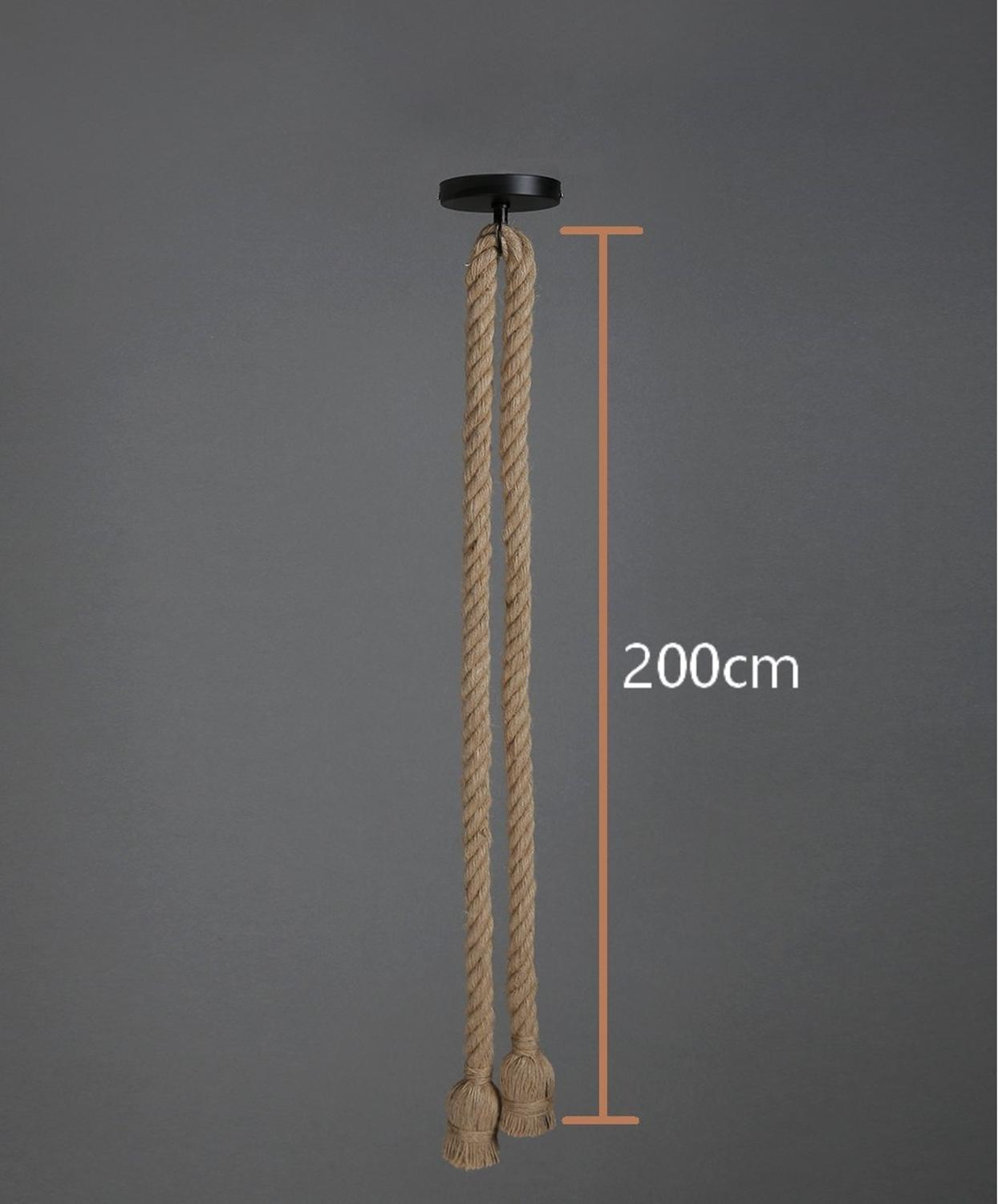 DC Transformer Hemp Rope Ceiling Pendant Light – Vintage Retro Lamp, Black & Natural, Adjustable Drop