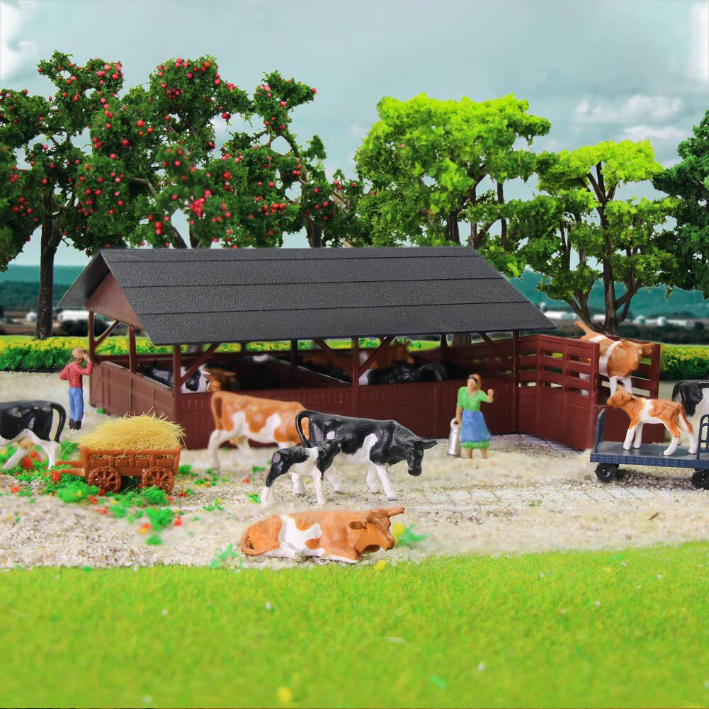1pc 1:87 husdyr storfe stall hester stall vin rød ho skala byggesett for husdyr  jz8701wr