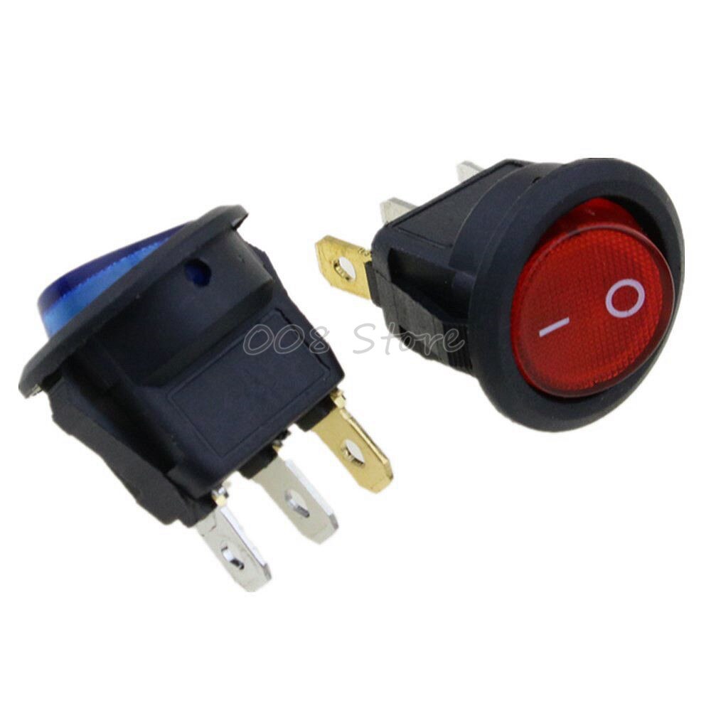 Optional Colors ON/OFF LED 12V 16A DOT ROUND ROCKER SPST TOGGLE SWITCH CAR BOAT LIGHT
