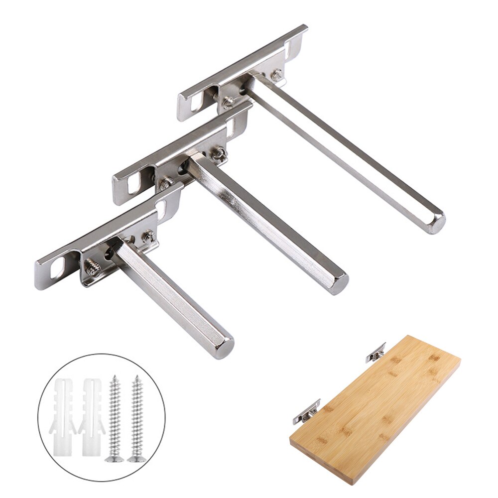 1/2/4pcs Silver Steel Floating Brackets Heavy Duty Metal Hidden Shelf Support Bracket Wall Mounted Multifunctional Home Hardware