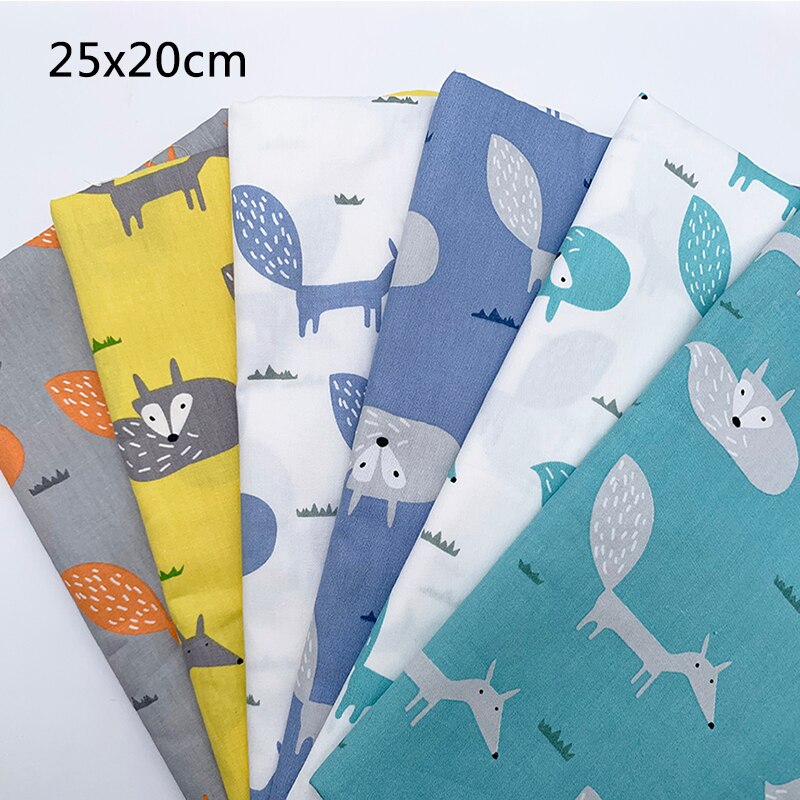 25x20CM 6 pcs/Set Multi Purpose Cartoon Cotton Patchwork Cloth DIY Sewing Craft Nordic Style Fabric for Household Nice: Default Title