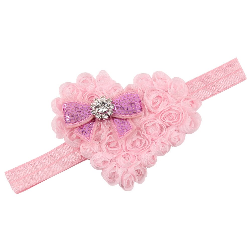 ABDO Small Flowers Elastic Baby Headband For Girls Love Valentine's Day Costume Baby Hair Accessories Girl Hairband: Pink A