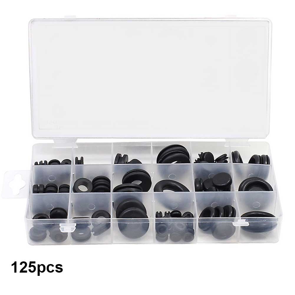 125pcs 18 Sizes Sealing Cables Rubber Protect Wire Electrical Tool Plugs Conductor Grommet Kit Gasket Ring Waterproof Set