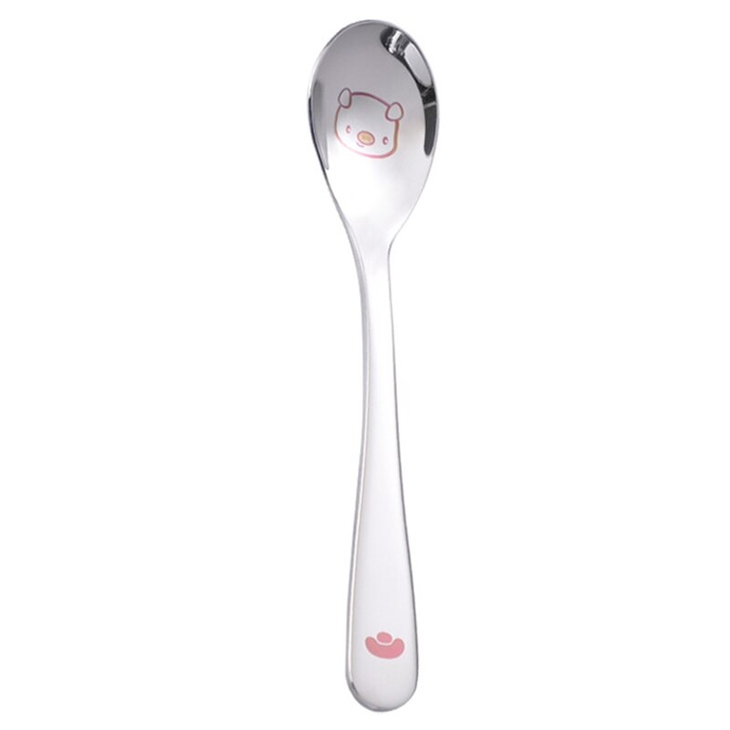 Premium Food Grade Stainless Steel Spoons Teaspoons for Home Dishwasher Safe Ergonomic Handle with Cute Animal Pattern: Bear