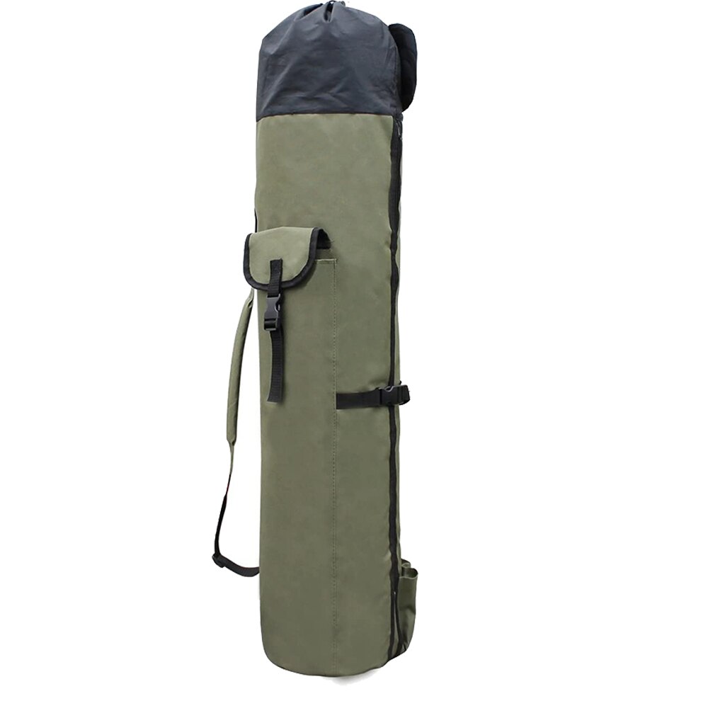 Duurzaam Canvas Hengel &amp; Reel Organisator Tas Houder Staaf Carrier Pole Case Grote Capaciteit Waterdichte Vistuig: Army Green