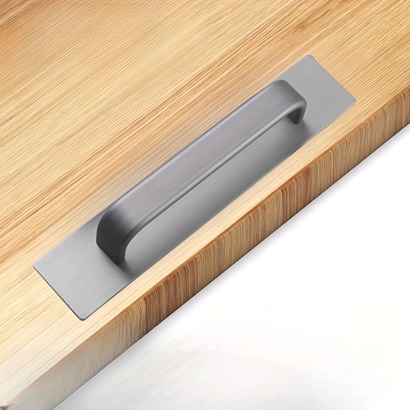 Selbstklebende Schrankgriffe Plus – Edelstahl, ohne Bohren, einfache Installation, Griffe für Schranktür, Fenster, Schublade und Kühlschrank: Licht Grau