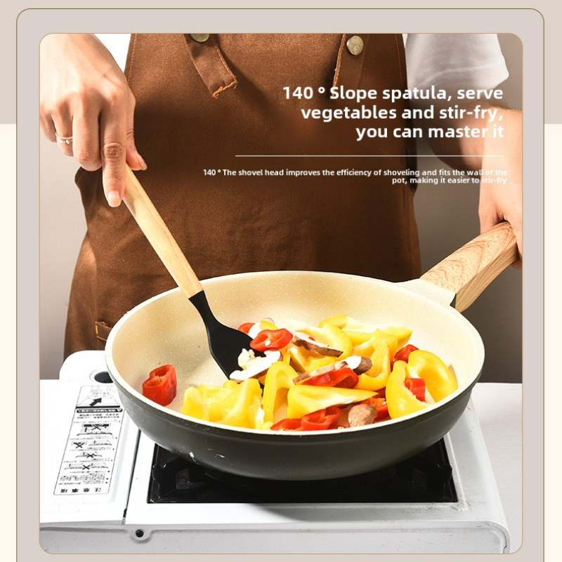 Ustensiles de cuisine en Silicone résistant aux hautes températures avec manche en bois, 12 jeux de pinces grattoir à crème Ladel, batteur à œufs