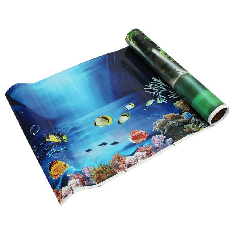 3d blauwe frisse zee achtergrond aquarium oceaan landschap poster aquarium achtergrond