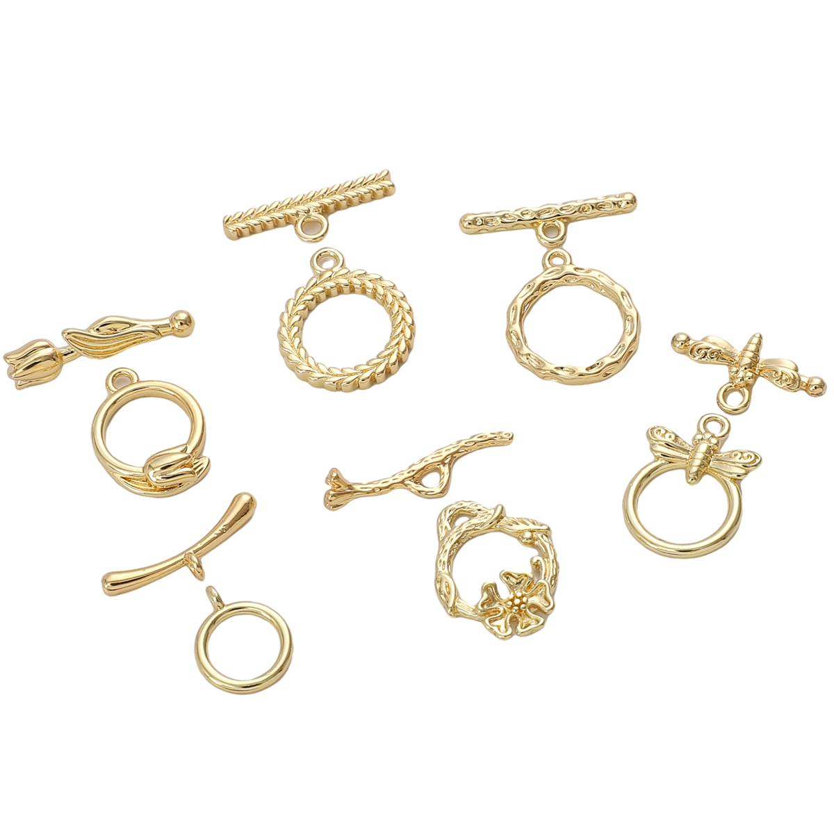 1 set van 14k vergulde messing koperen metalen sluitingen voor het maken van zelfgemaakte armbanden en kettingen.