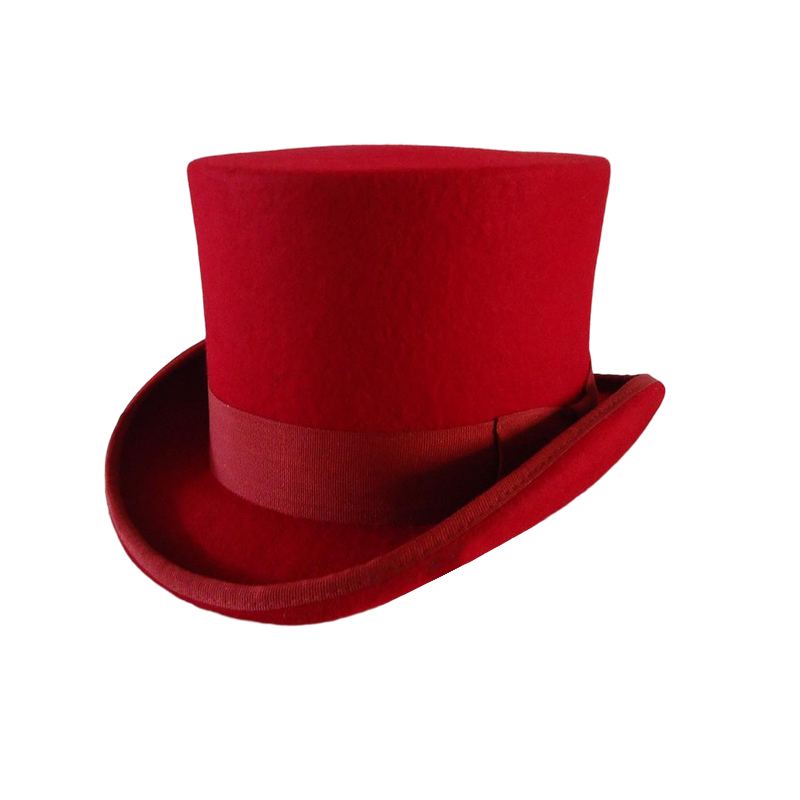 100% Wolle Filz Zylinder für Männer Frauen Zylinder High Hat Topper Dress Up Party Kostüm Fedora Magier Theater Hut: XL / Rot