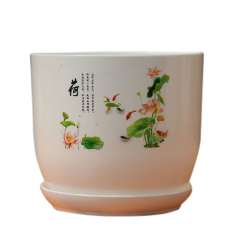 Ceramic Round Resin Flowerpot Succulent pot Cactus Planter Pots with Drainage Hole Container Planter Decoration Dd: A