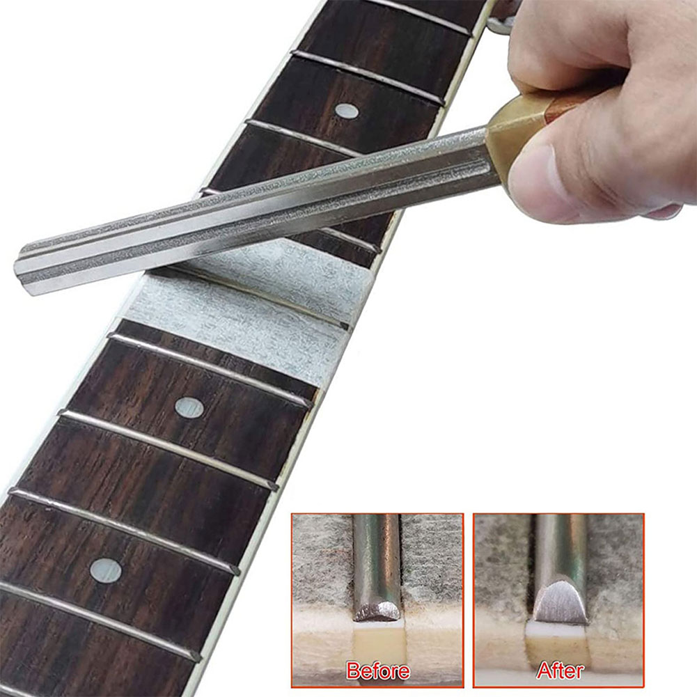 Guitare basse arrondie, lime à frettes, bord de couronne, poignée en bois, polissage, 4 fentes, accessoires de réparation, revêtement diamant Luthier