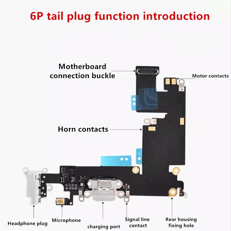 Applicable to iPhone 6 6s Plus 7 SE base tail plug cable, bottom USB charger microphone port base charging cable.