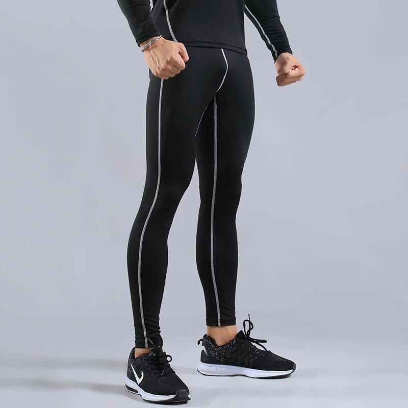 Mallas ajustadas de compresión para correr para hombre, pantalones deportivos para fitness, entrenamiento, gimnasia: Gris / L