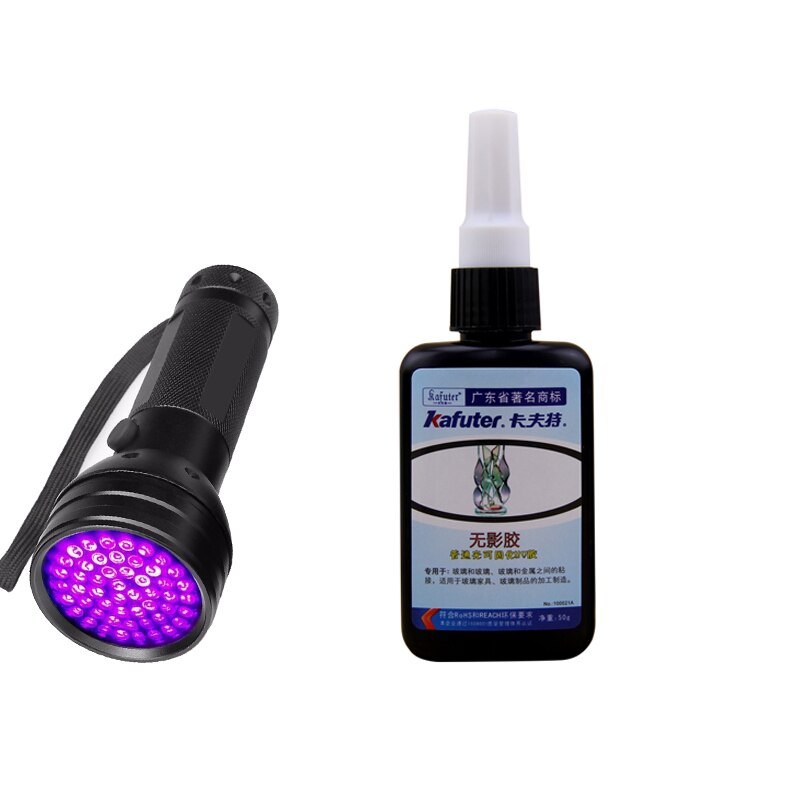 Strong 50ml Kafuter UV Glue UV Curing Adhesive K-302+51LED UV Flashlight UV Curing Adhesive Crystal Glass and Metal Bonding