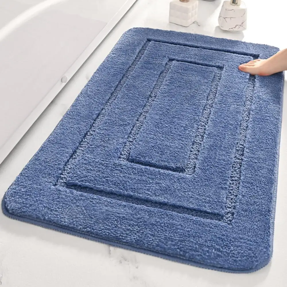 Bathroom Rug Microfiber Shaped Absorbing Non Skid Solid Color Lavatory Carpet Washroom Essentials Latest Bath Mat Water Soaking