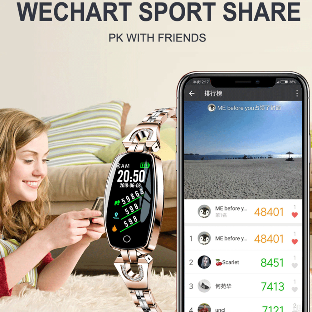 LEMFO Fitness Bracelet H8 Women Waterproof Blood Pressure Monitor Smartband Health Bracelet Fitness Tracker Smart Band Lady