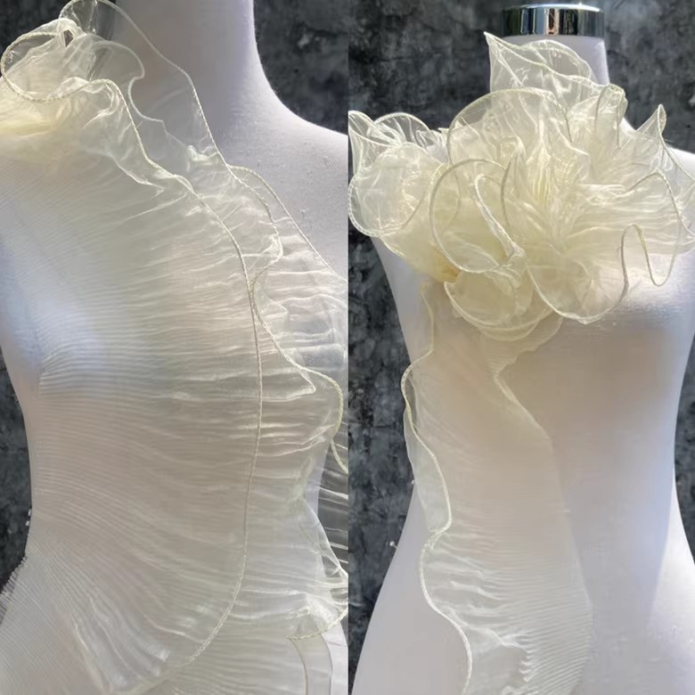 2 Meter Plissee Rüschen Organza Farbverlauf Spitzenbesatz 13 cm breit DIY Kleidung Spleißen Dekor Band Hochzeitskleid NäHenne Stoff