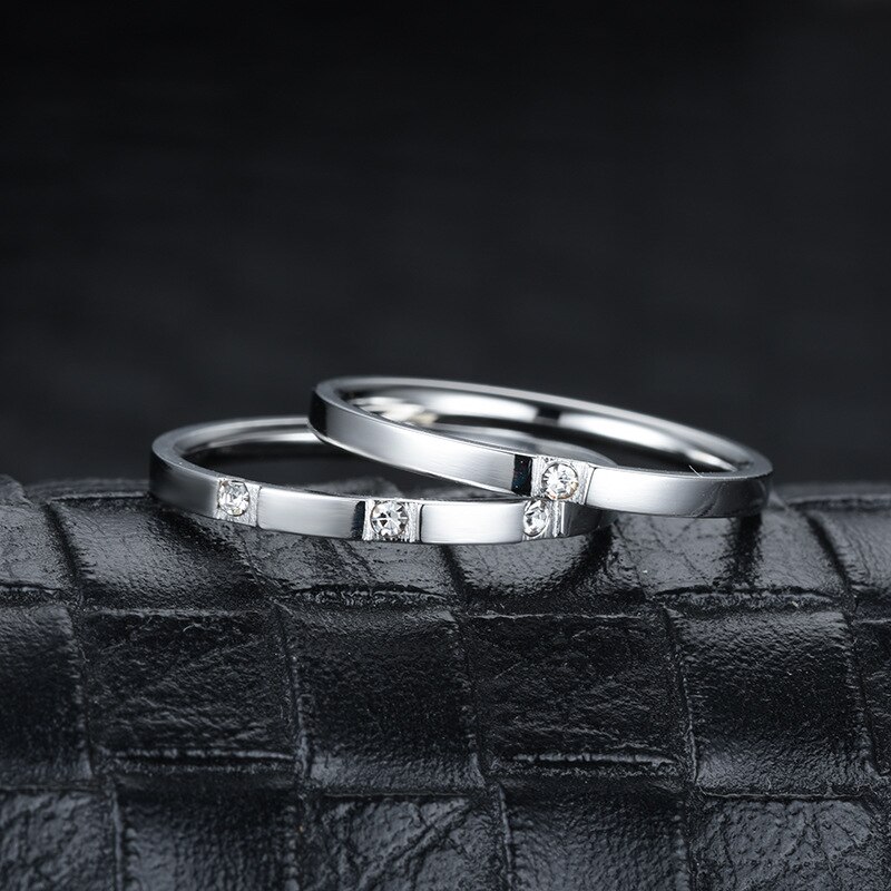 Edelstahl Zirkonia Hochzeit Ring für Frauen Männer Klassische CZ Engagement Ringe Paar Schmuck