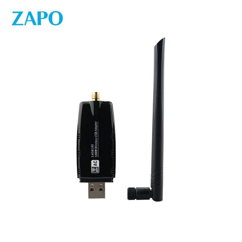 ZAPO Leistungsstarke 5GHz Dual Band WIFI USB 3.0 Adapter 1200Mbps kabellos AC Empfänger Netzwerk Karte hoch gewinnen Antenne Für Fenster Linux