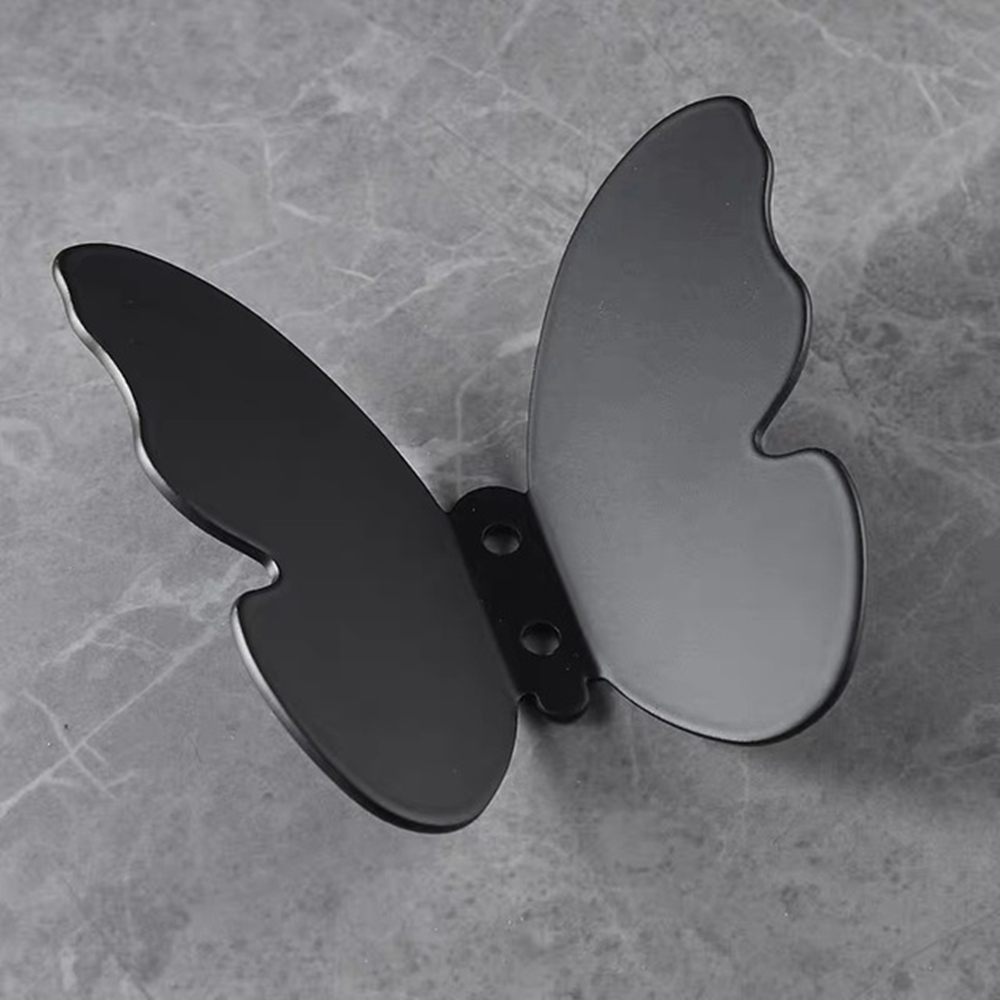 1PC Modern Style Golden Butterfly Coat Hook Double Hook Wall Mounted Hanging Heavy Duty Screw Wall Hook Home Bath Towel Hangers