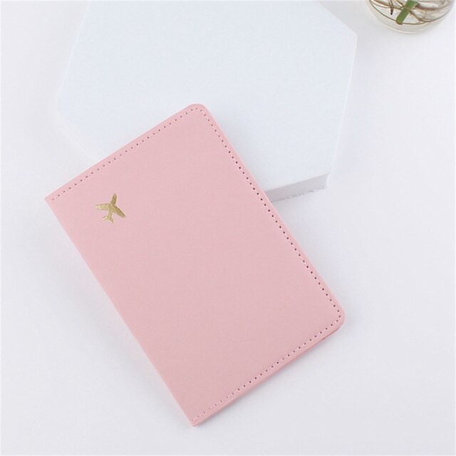 Vliegtuig Patroon Paspoort Cover Beschermende Pu Leather Vrouwen Mannen Reizen Creditcardhouder Id &amp; Document Houder Protector: Pink