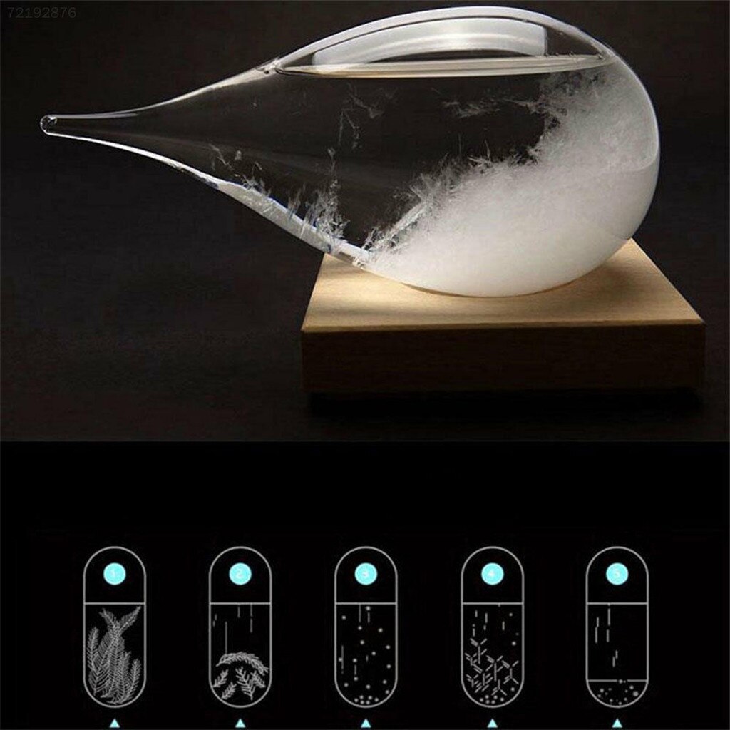 Weather Crystal Bottle Water Shape Glass Decor home Barometer Transparent Droplet Weather Forecast #C