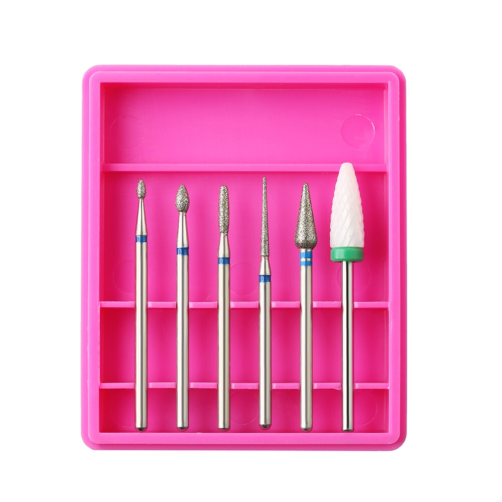 6 stücke Keramik Diamant Nagel Bohrer mischen Bits einstellen Fräsen Cutter für Manikübetreffend Elektrische Maschine Pedikübetreffend Gitter Nagel Kunst Zubehör
