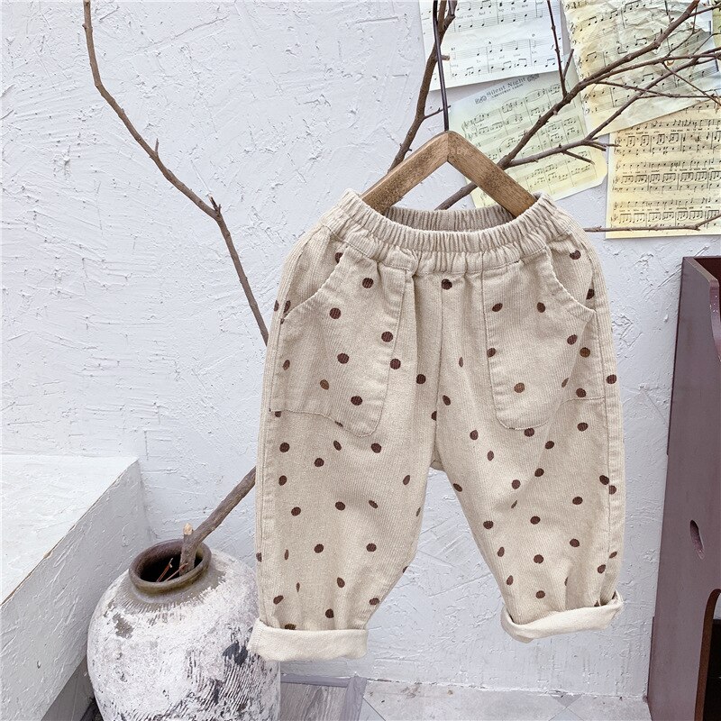 Mode Kinderen Jongens Meisjes Corduroy Broek Herfst Kinderen Dot Broek Kinderen Casual Broek Peuter Katoenen Kleding 1-6Y