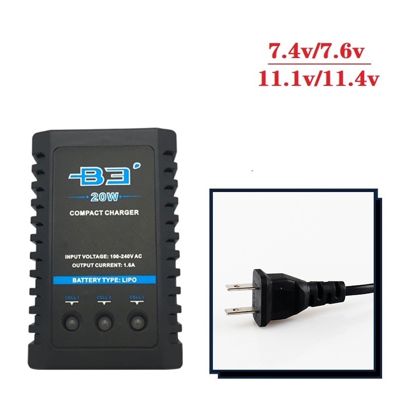 7,4 V/7,6 v 11,1 v/11,4 v Lipo carga de batería cable de línea paralela USB 2S 3S cargador de equilibrio B3 B3S: Multicolor
