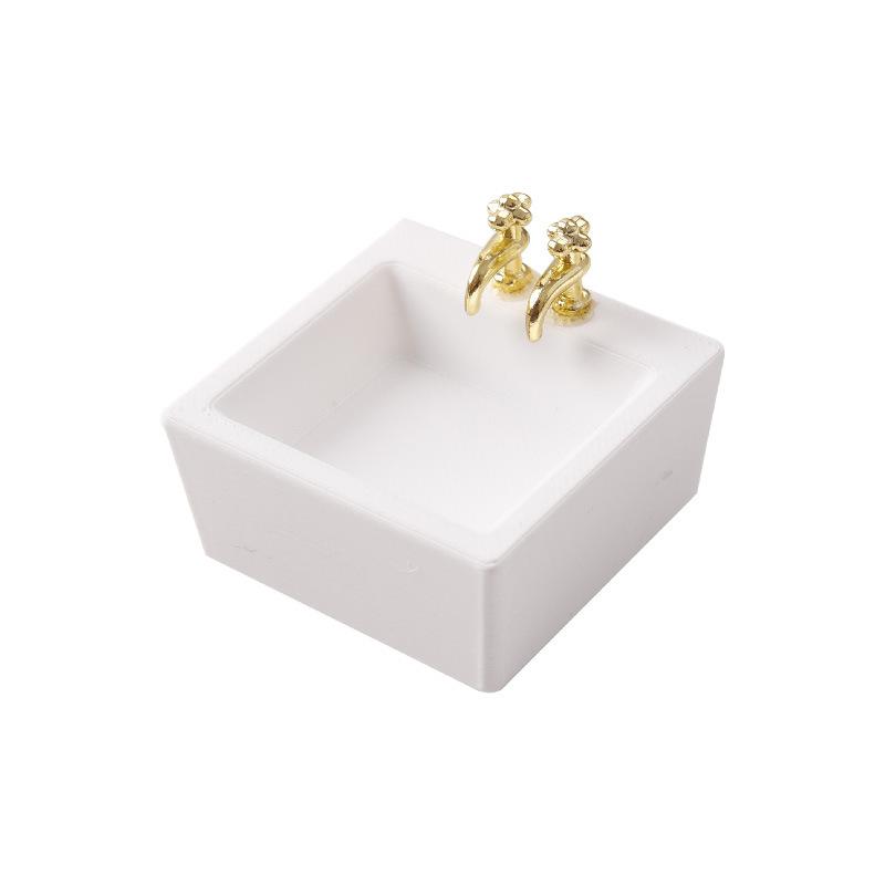 1/12 Dollhouse Bathroom Wash Basins Sinks Model Dollhouse Bathroom Furniture Decoration Dolls House Home Accessories: WHITE