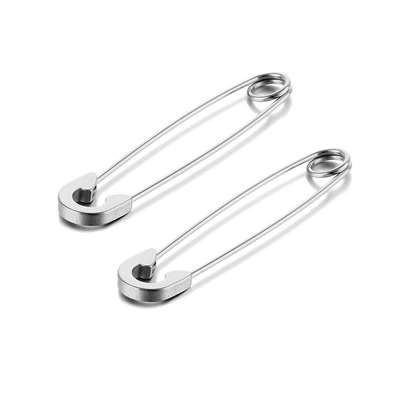1 par 16g unisex ørestikker i rustfrit stål til mænd, punk, goth, hiphop-stil, spike, krydsskruer, sikkerhedsnåle, hoop-øreringe: Ren guldfarve