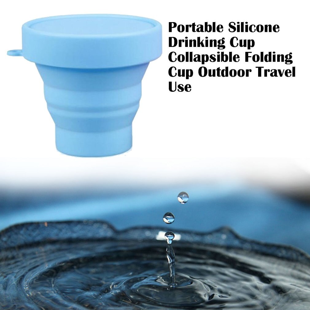 Gobelet pliable rétractable en Silicone, Portable, 201-300ml, avec couvercle, télescopique, gobelet d'eau pour voyage en plein air, 1 pièce