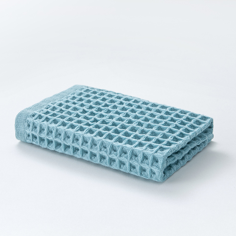 1 stks Wafel Zachte Gezicht Handdoeken voor Volwassenen Plaid Handdoek 100% Katoen Gezichtsverzorging Badkamer Gereedschap Sport Haar Handdoek 34*34 cm Vierkant: Blauw