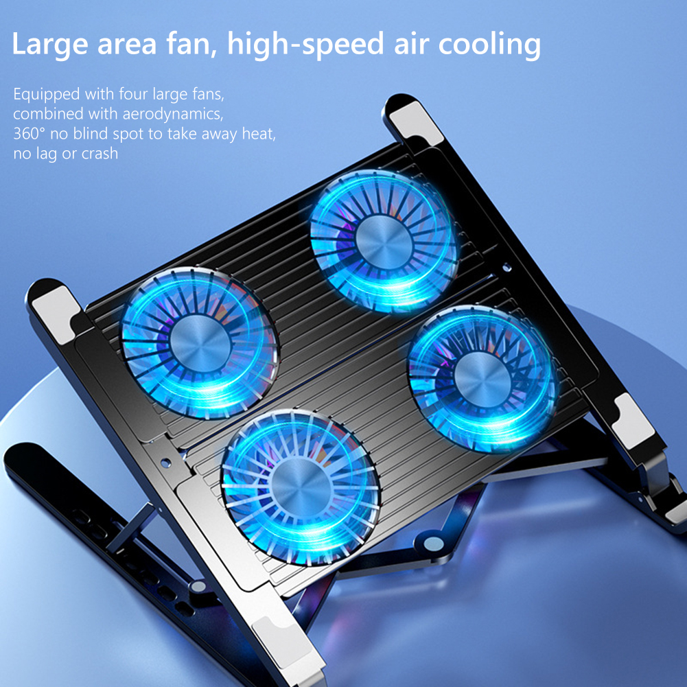 Laptop Cooling Pad with 2/4 Fans Foldable Notebook Stand RGB Silent Gaming Laptop Cooler Fan 7 Height for 11-17.3 Inch Laptops