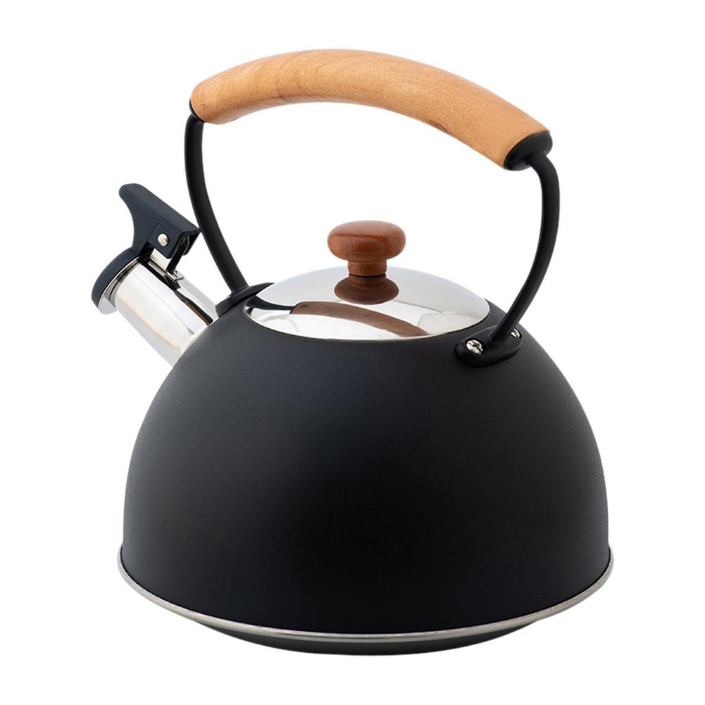 2.5L Whistling Kettle For Gas Stove Chaleira Bouilloire Stainless Steel Whistle Tea Kettle Water Bottle With Handle Tea Pot: Black